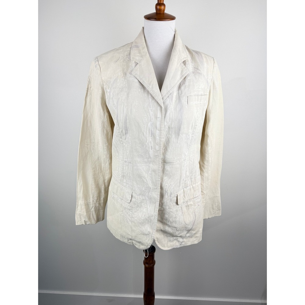 RARE VTG Prada Cream Linen Devore Burnout Blazer Made in Italy * FLAWS * - Picture 15 of 16